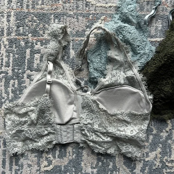 Aerie Lace Bralette Trio - Olive, Light Blue, and Gray Blue - Picture 4 of 10